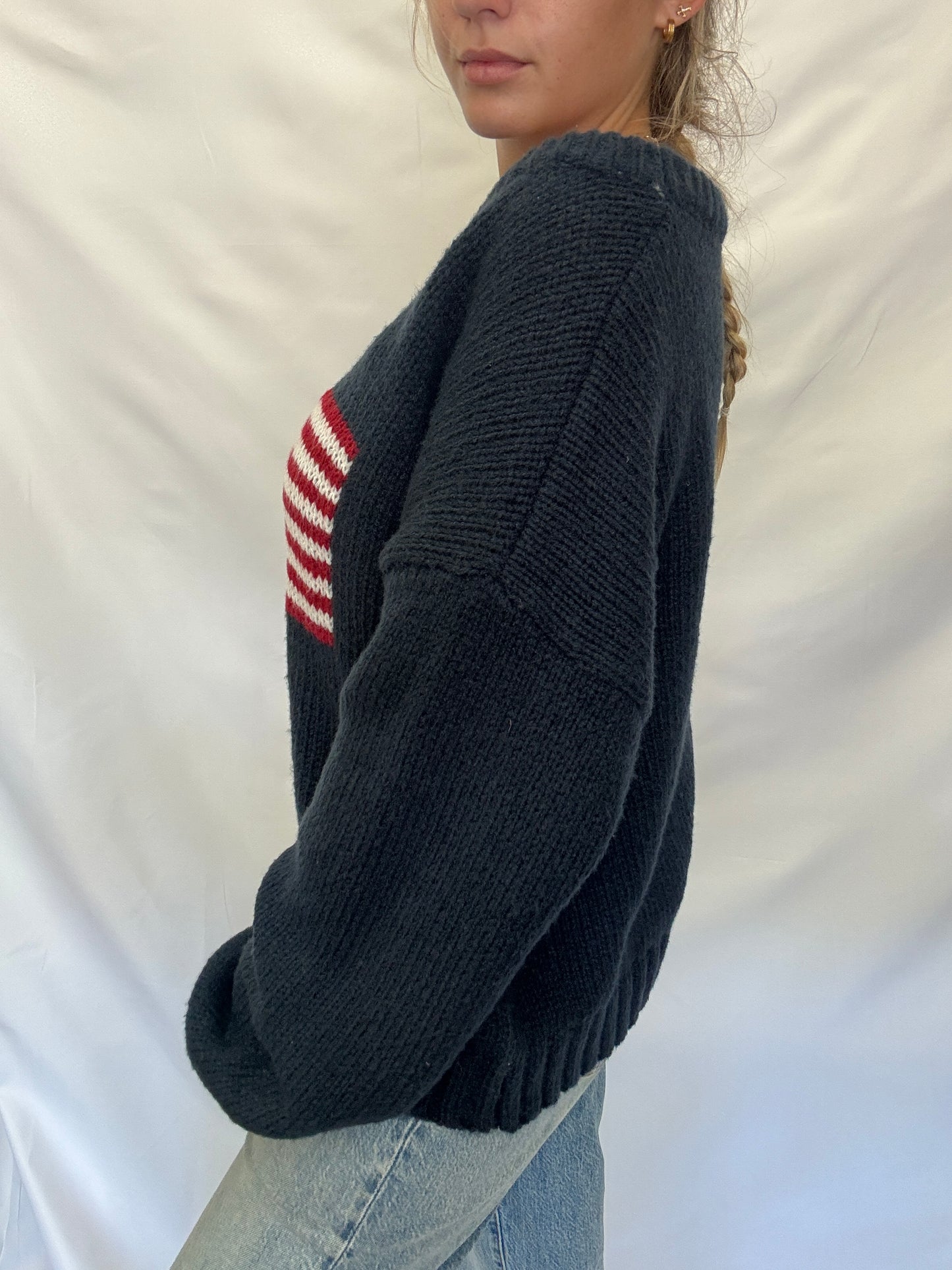 Off The Shoulder USA Flag Sweater