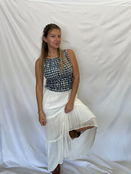 Gingham Smocked Top