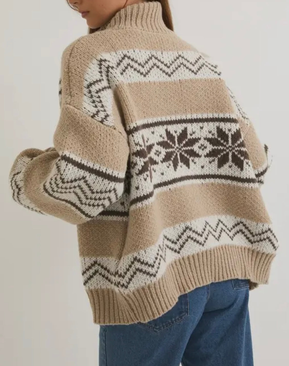 Fair Isle Zip Up Sweater