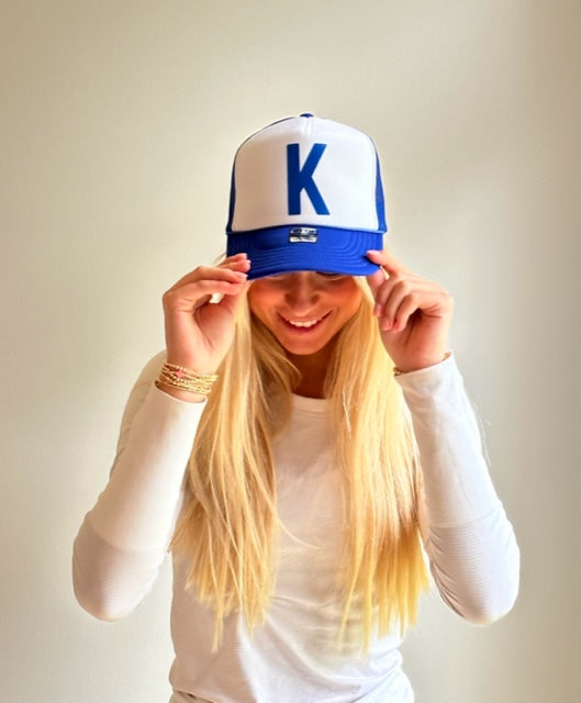 K Royal/white trucker hat