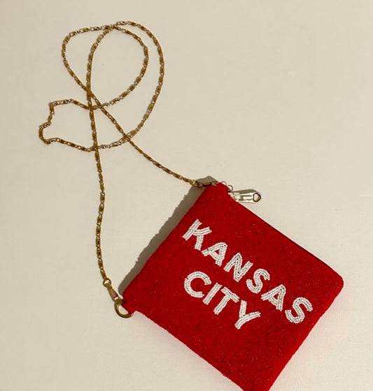 KC chiefs small beaded bag