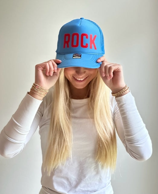 Rock light blue trucker hat